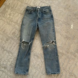 AGOLDE ripped knee straight leg jeans